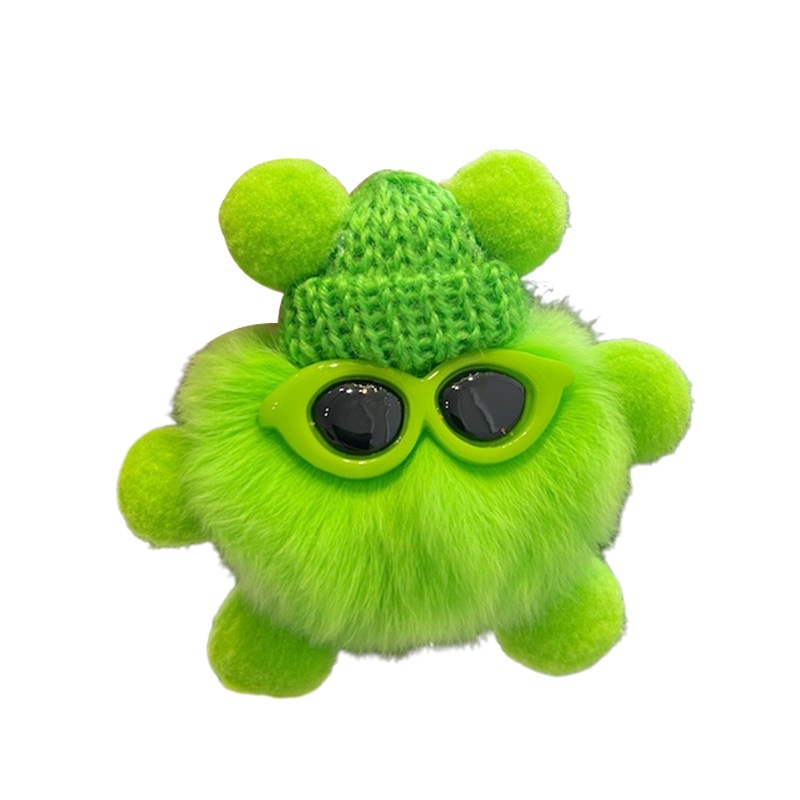 Imitation Mao Small Coal Ball Pendant Car Key Bag Cartoon Plush Sunglasses Coal Ball Doll Trendy Cool Mao Mao Key Chain