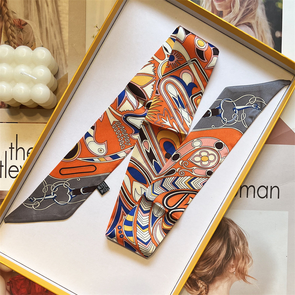 New small scarf fashion temperament printing long satin chiffon scarves women versatile tie scarf manufacturers wholesale
