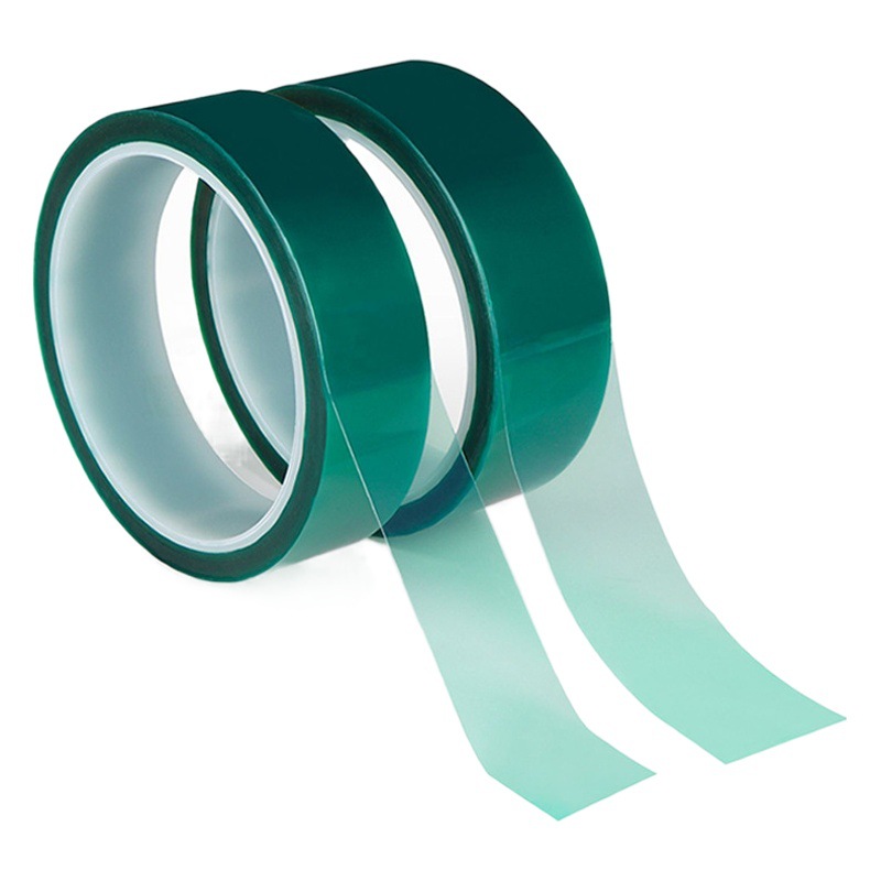 PET Green High Temperature Tape Hardware Electroplating Baking Paint CNC Masking Waste Drainage Silicone Tape High Temperature Resistant Green Glue