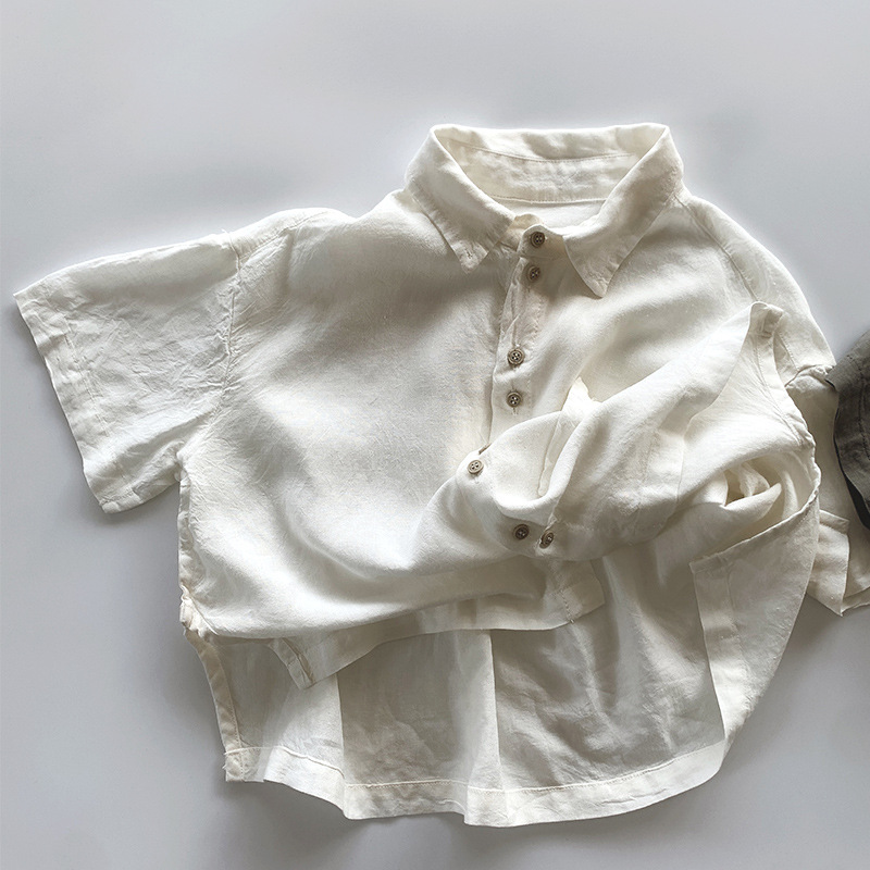 Picture of Smooth Cotton Cool Summer Children's Thin Shirt 2025 Boys and Girls Korean Style Distinctive Short-sleeved Top Trendy Children's Wear