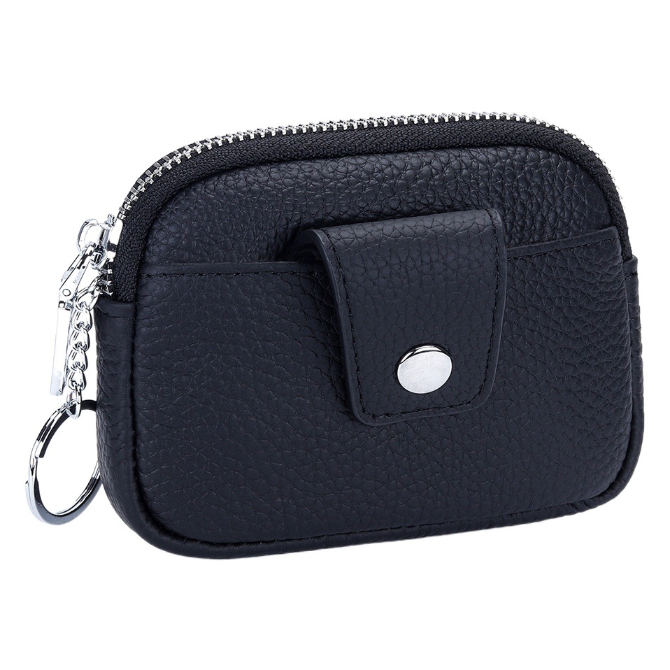 Cowhide new mini coin purse women's leather large capacity zipper storage bag multi-functional key ring small wallet