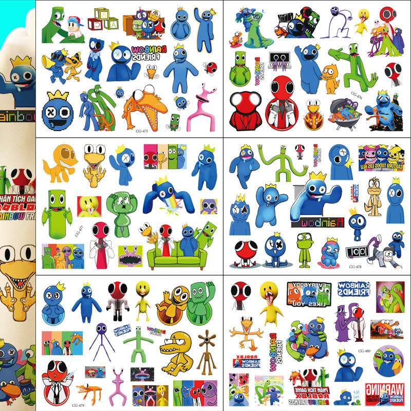 rainbow friends roblox rainbow friends Game Tattoo Sticker Birthday Party Water Transfer Sticker