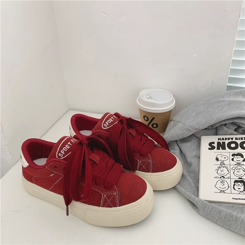 Spring 2025 New Arrival All-Match Canvas Shoes Women's Ins Fashionable sneaker Frosted Leather Korean-Style Harajuku Student Skate Shoes