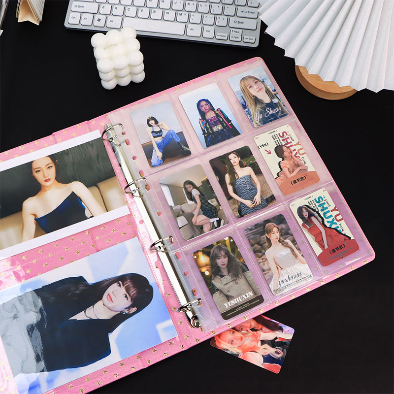 Picture of A4 card book loose-leaf 1 4 8 4-square album small card storage book 11 holes transparent card page 3 inch inside page