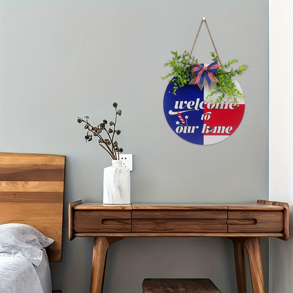 Picture of in stock Cross-border US Independence Day Wooden Listing National Flag Logo Door Hanging Door Plate Decorations Wooden Craft Listing