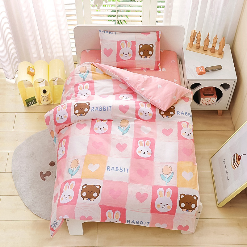 Picture of Kindergarten Quilt Three-Piece Set Baby Nap Quilt Children's Cotton Six-Piece Set Removable and Washable Cartoon Quilt for Summer