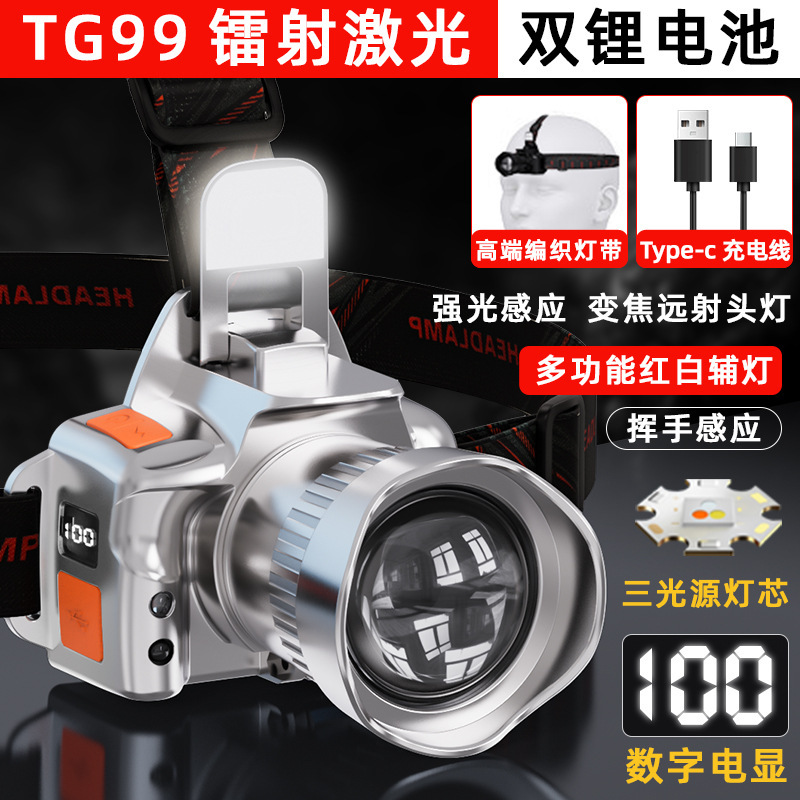 Picture of New Camera Strong Light Induction Headlamp Home Outdoor Zoom Long Range Charging Long Endurance Night Riding Adventure Night Fishing