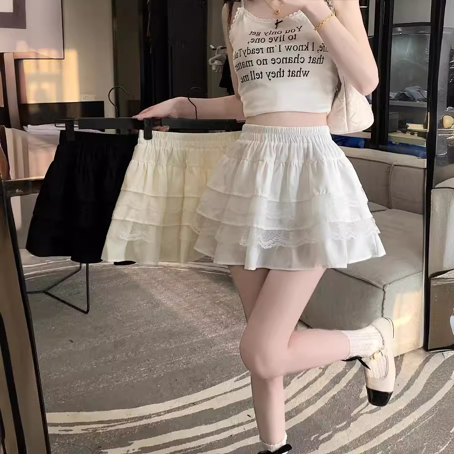 Korean Style Puffy Cake Skirt Skirt 2024 Summer New Arrival A- Line High Waist Slimming Skirt for Children