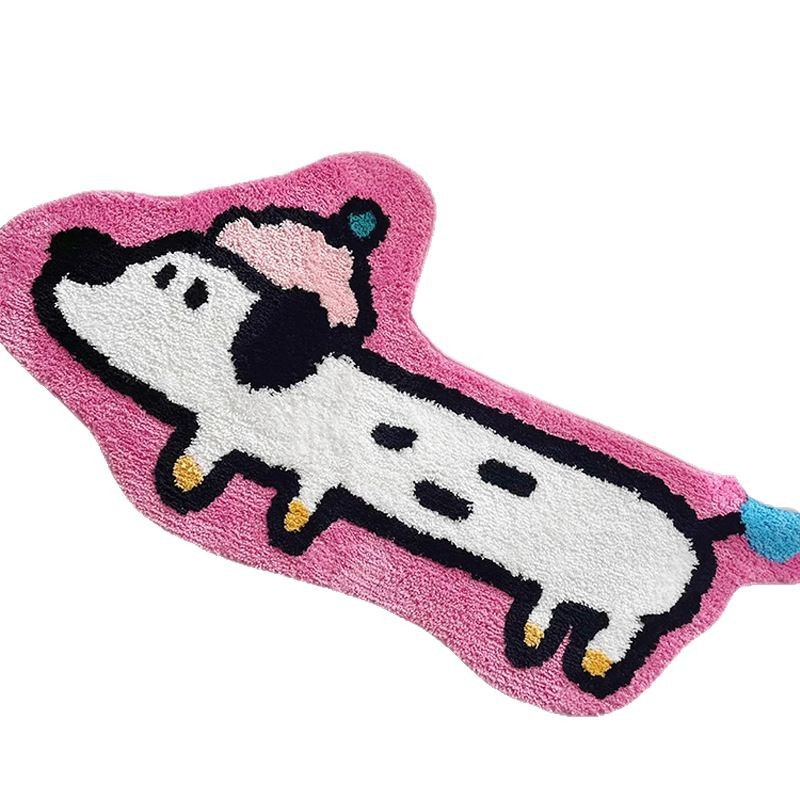 Picture of Pink Cute Puppy Stain-Resistant Mat Flocked Bedside Blanket Bedroom Bedside Sofa Imitation Cashmere Carpet Flocked Warm Floor Mat