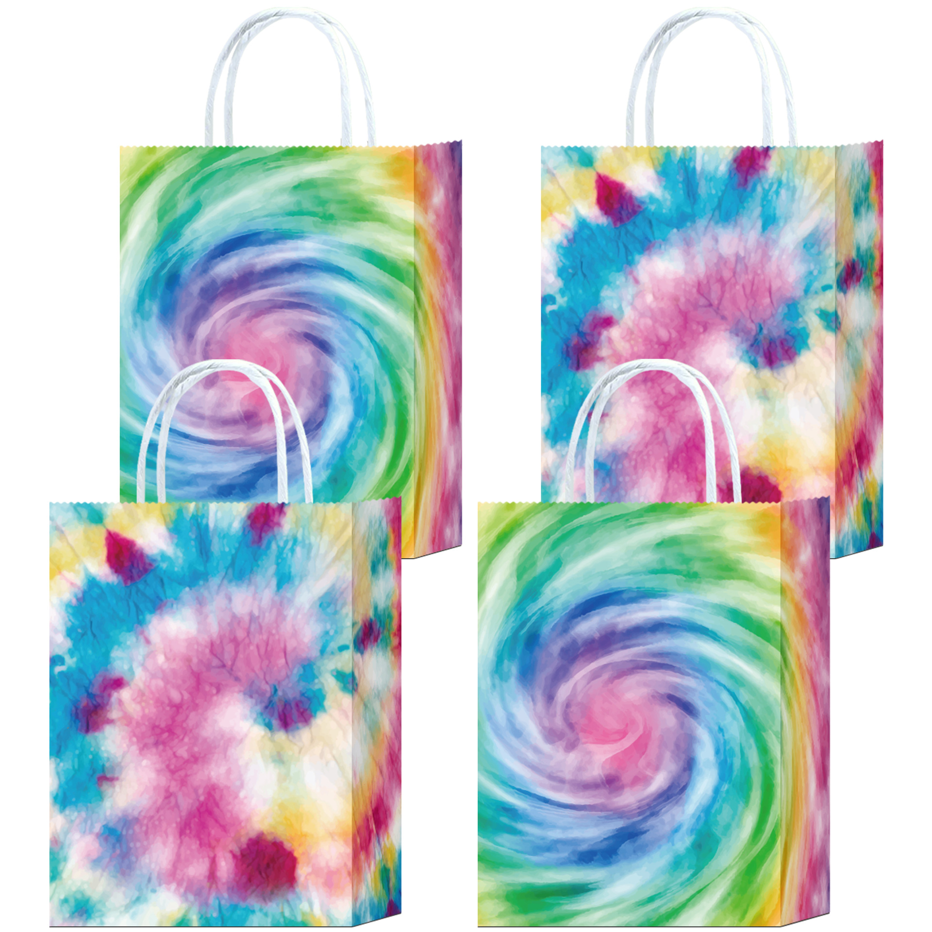Amazon New Cute Style Cool Tie-Dye Gift Paper Bag Party Gift Bag Hand Gift Bag Shopping Tote Bag