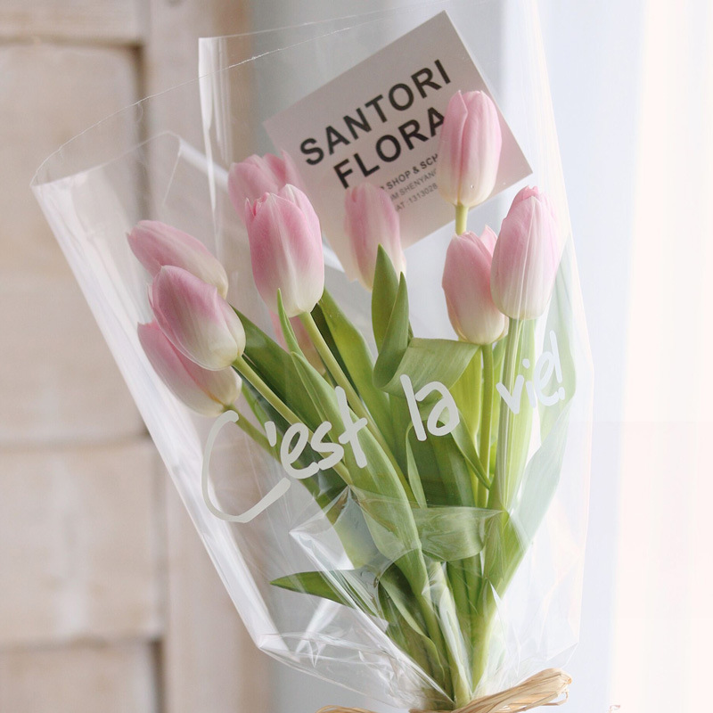 Flower Love Flower Packaging Bag opp Bouquet Bag Waterproof English Cellophane Flower Shop Bouquet Packaging Multi Bag