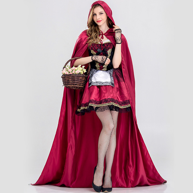 European and American Large Size Halloween Costume Long Cape Little Red Riding Hood Queen Game Uniform Cosplay Cosplay