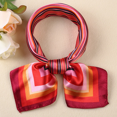 Picture of Small Square Scarf Korean Professional Silks and Satins Versatile Bank Stewardess Train Member Business Fashion Decorative Women's Scarf