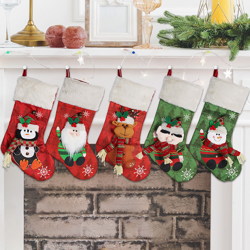 2023 New Christmas Decorations Pendant Christmas Socks Gift Bag Christmas Tree Hanging Ornaments Candy Bag