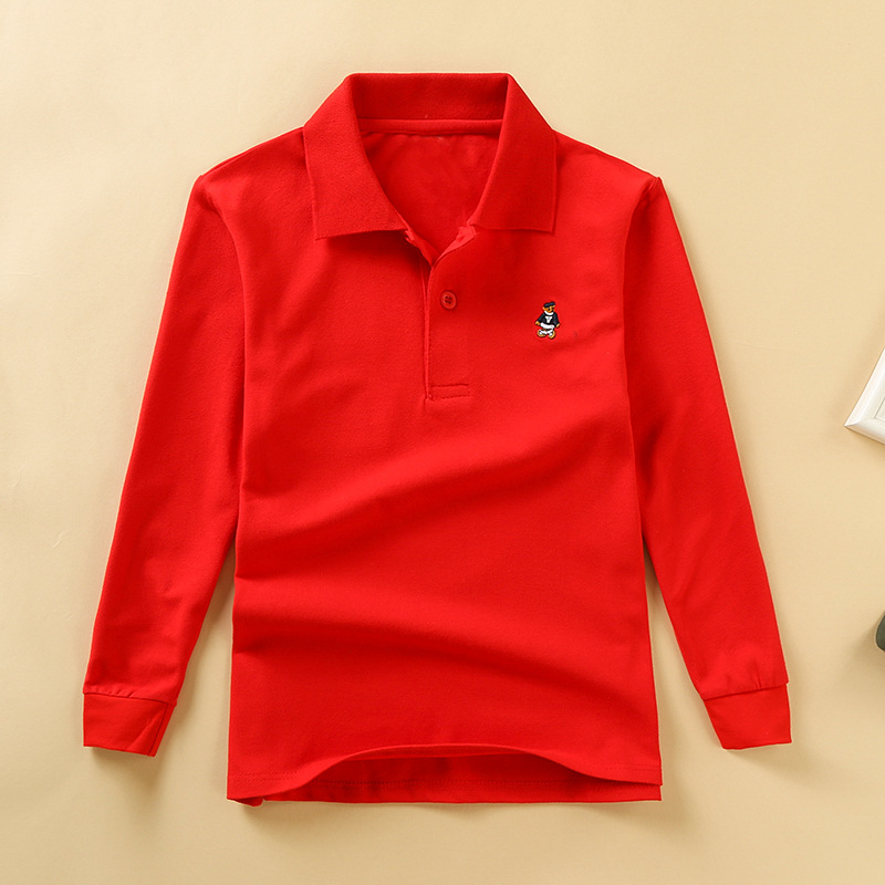 Picture of Children's long-sleeved polo kidsT-shirt 2025 spring and autumn pearl cotton cotton stretch breathable long-term goods