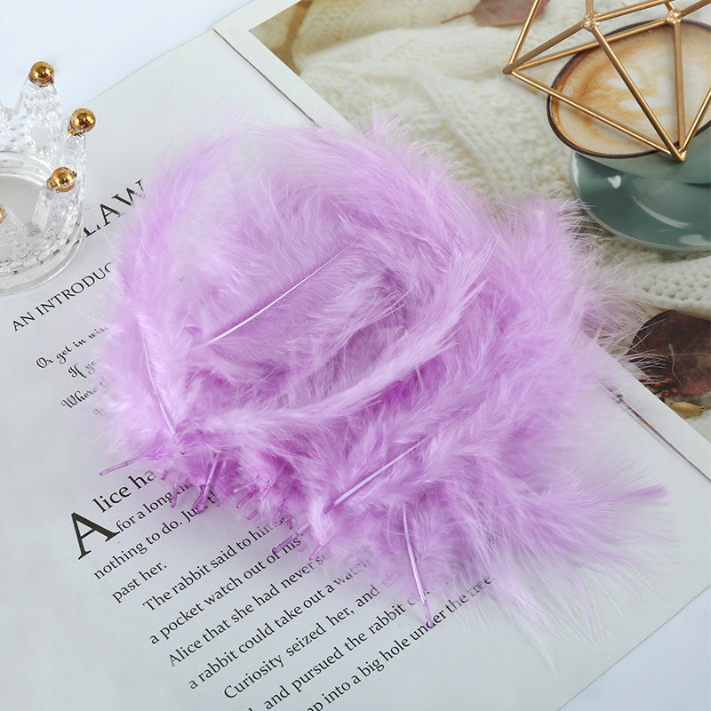 Picture of Feather decoration color turkey feather pointed tail velvet dream catcher net material wave ball gift box filler shooting props