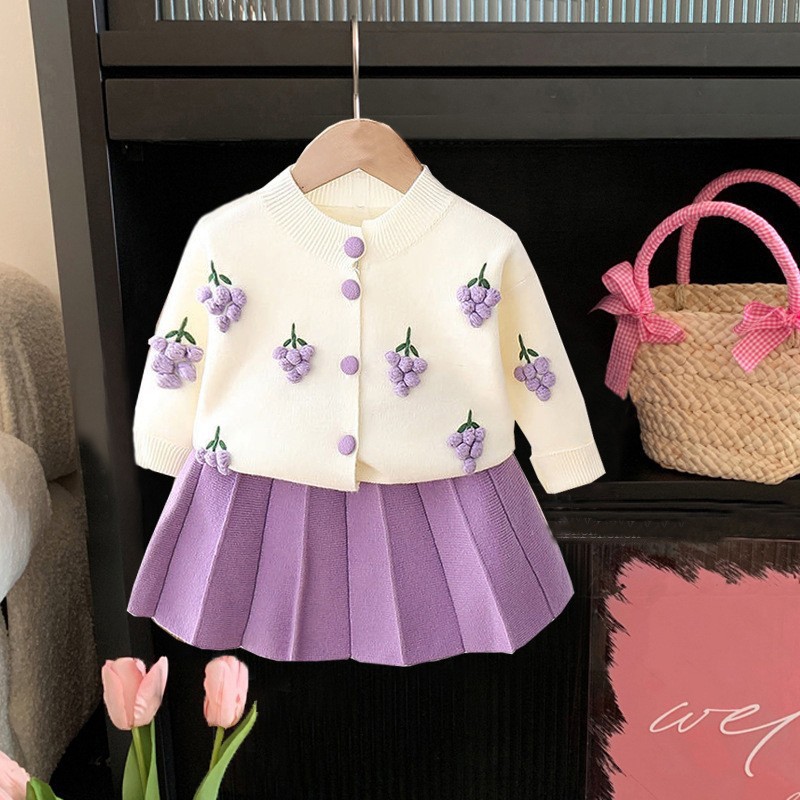Picture of Baby girl's autumn and winter dress children's sweater suit one-year-old children's infant clothes autumn new western style