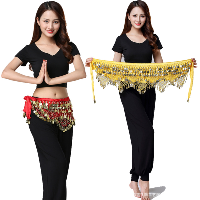 New Belly Dance Waist Chain Hip Towel Indian Dance Waist Towel Performance Clothing Beginner's Belt Overweight Super Rattle Waist Seal for Women