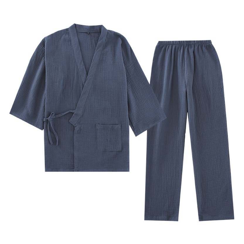 Japanese Style Cotton Home Clothes Pajamas for Men and Women Couple Loose Bathrobe Set Women's Large Size Sweat Clothes