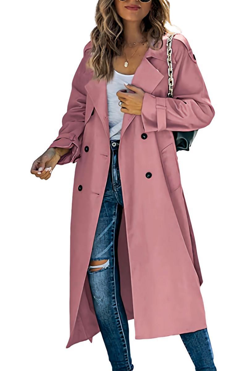 Picture of 2023 European and American Amazon independent station cross-border women's winter and autumn trench coat casual solid color trench coat