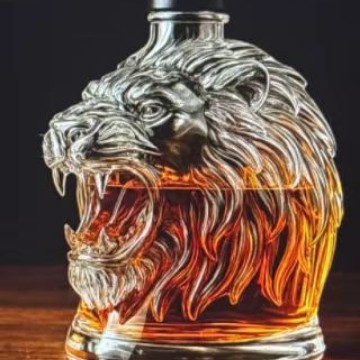 Creative Transparent Glass Lion Head Wine Bottle Special-Shaped Sealed Wine Red Wine Bottle Whiskey Vodka Empty Wine Bottle