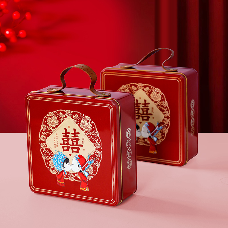 Source factory festive wedding iron box gift box candy box return gift square tinplate wholesale