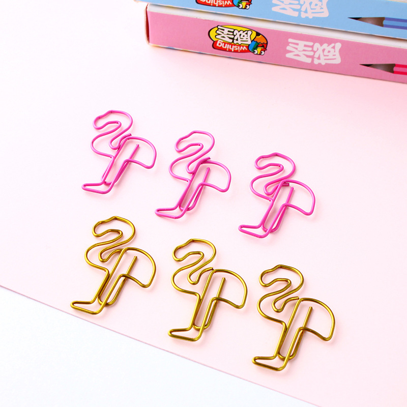 Picture of Flamingo Paper Paperclip Creative Metal Special-shaped Paper Paperclip Cross-border Explosions Paper Clip Office and Learning Supplies Soft Cute