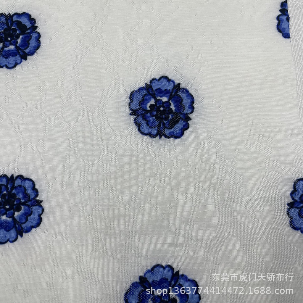 Picture of Spot supply knitted mesh fabric jacquard printing small flower printing knitted jacquard printing fashion women's clothing materials