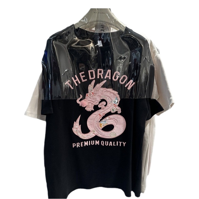 European Large Version Loose Short-sleeved T-shirt Women's 2024 Spring New Printed Chinese Style Round Neck Half-sleeved Top