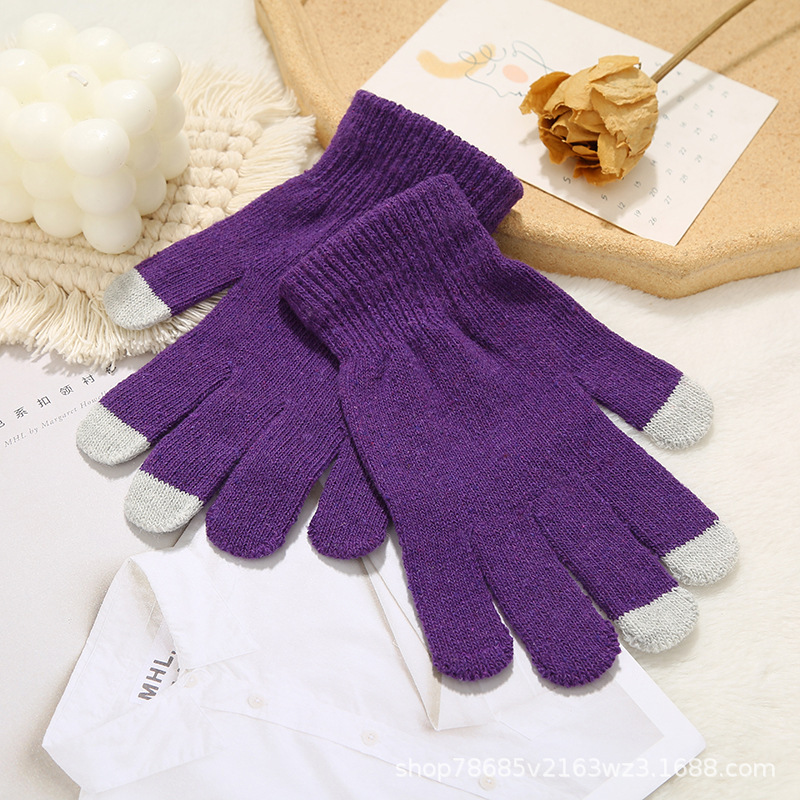Picture of Touch Cotton Knitted Gloves, Warm and Cold-Proof Finger Gloves, Thickeneded Simple Outdoor Windproof and Warm Gloves