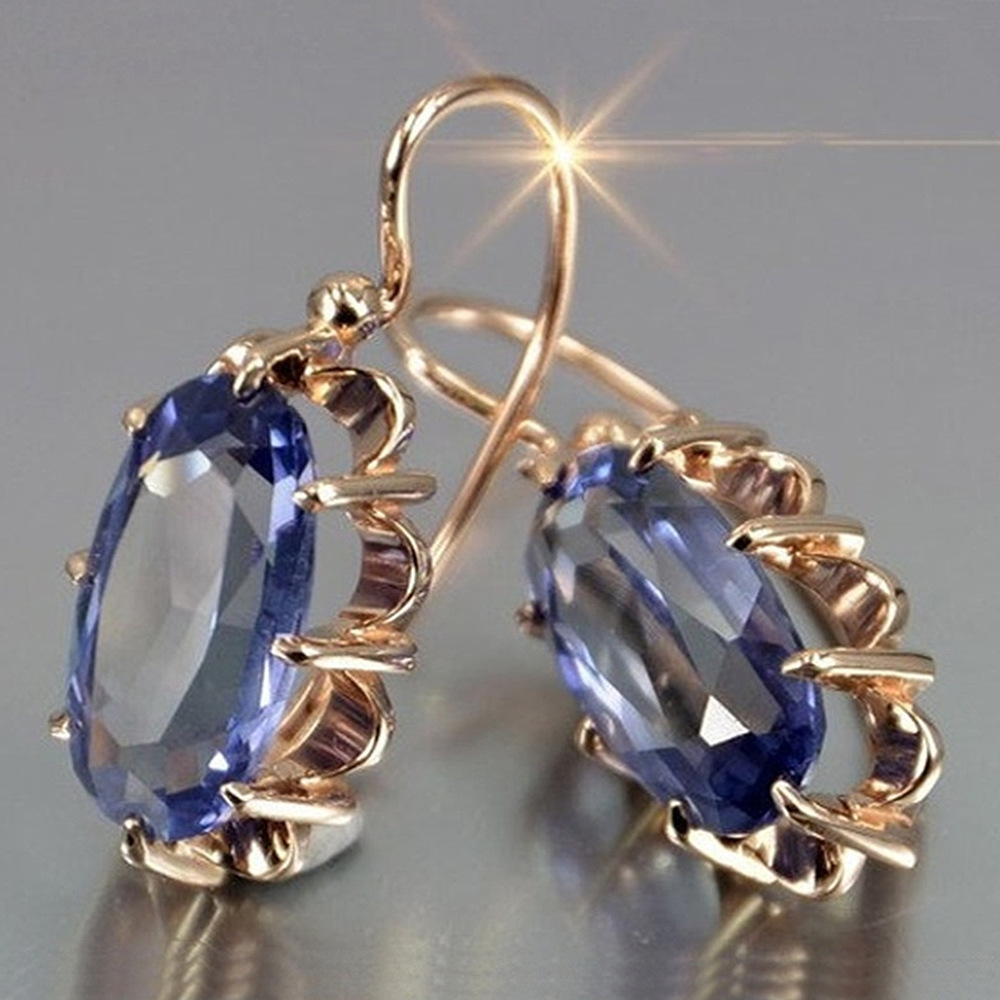 Cao Shi Europe and the United States cross-border wish new vintage Palace color treasure series inlaid zircon eight claw buckle earrings ear hook