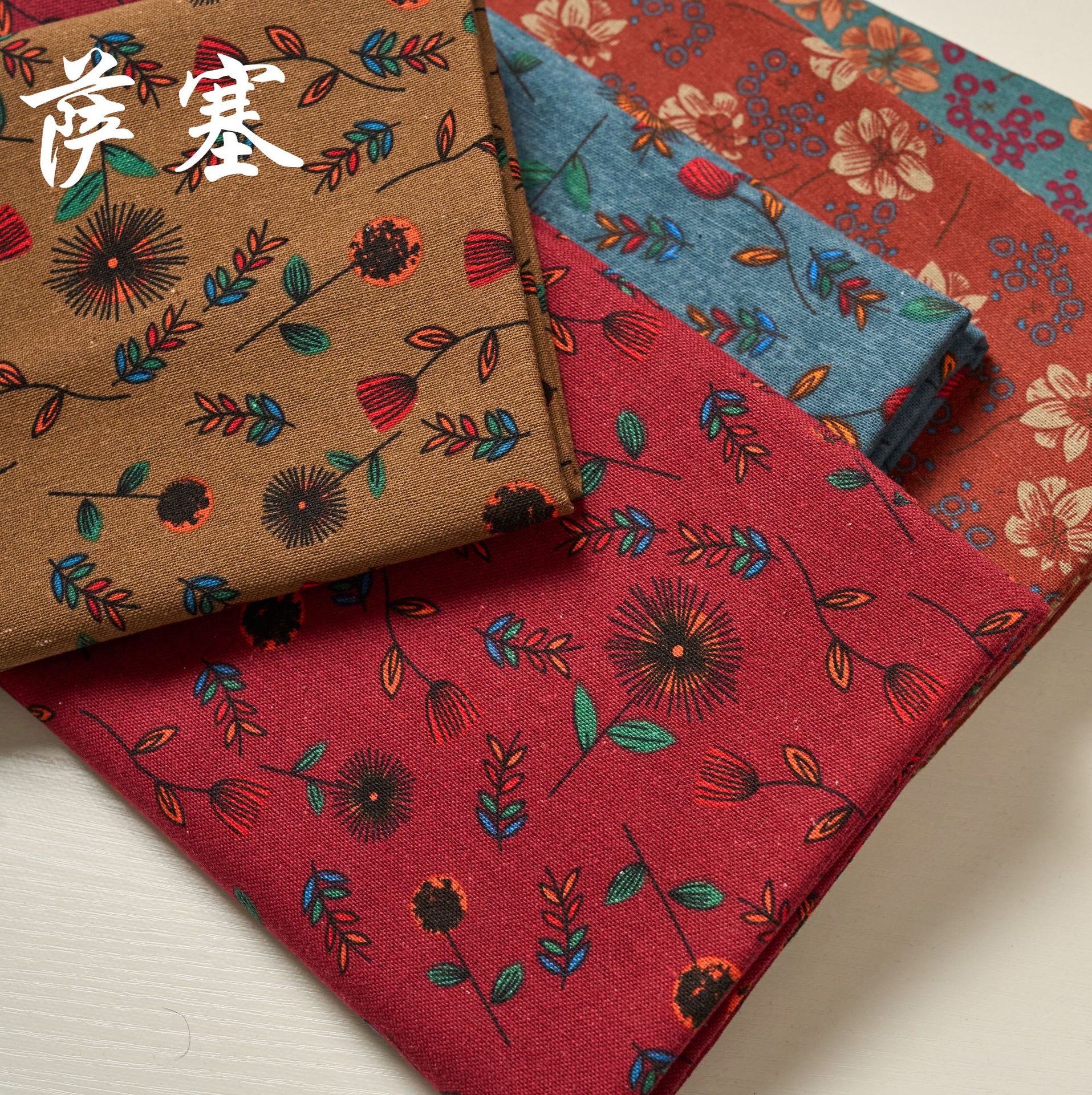 Picture of Cotton and Linen Digital Printing Fabric Printing Fabric Small Floral Cloth Retro Pastoral Clothing Fabric