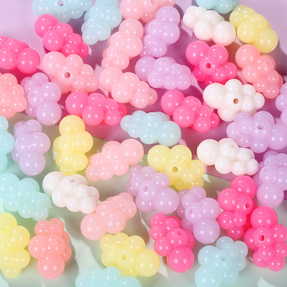 Picture of Acrylic Love Bow Beaded Color Jelly Bear Five-pointed Star Beaded DIY Mobile Phone Chain Necklace Accessories