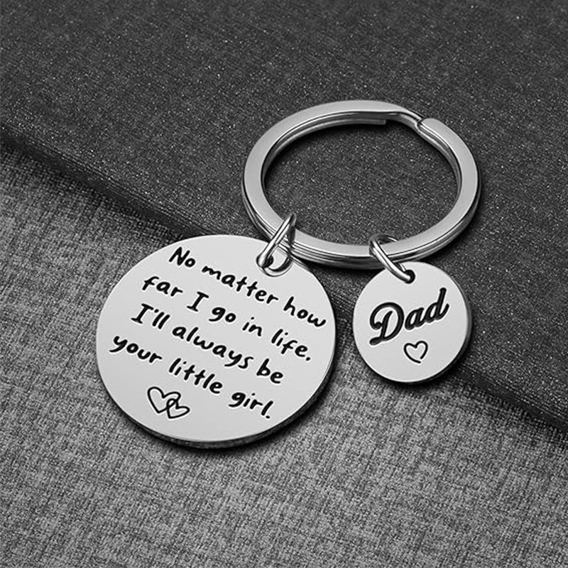 Europe and the United States Amazon cross-border stainless steel keychain tag Thanksgiving Father's Day gift lettering metal keychain