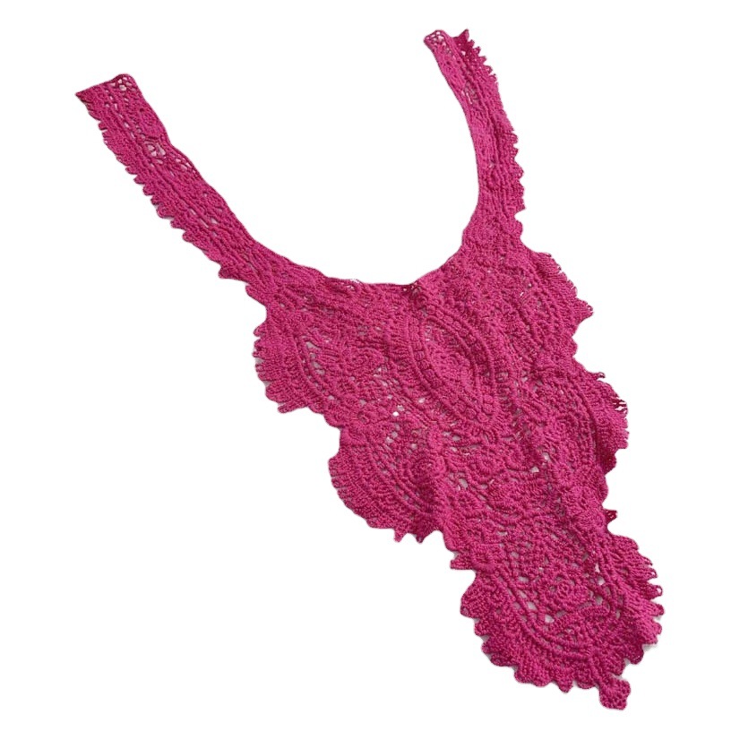 in stock watermelon red water soluble lace collar cotton thread embroidery collar three-dimensional hollow embroidery round collar false collar
