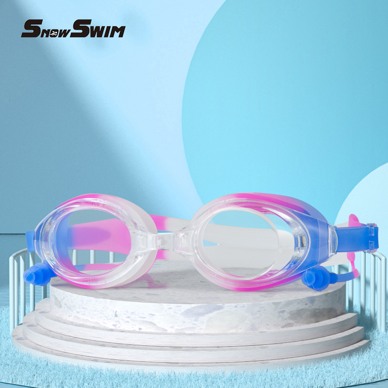 Picture of Boxed bagged one-piece earplugs silicone swimming goggles adult waterproof anti-fog plain large frame 100 swimming goggles cross-border