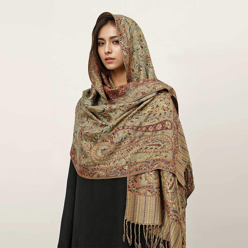 Picture of 2025 Cross-Border New Imitation Cashmere Scarf Ethnic Style Scarf Shawl Cashew Flower Accessible Luxury High-End Tassel Scarf