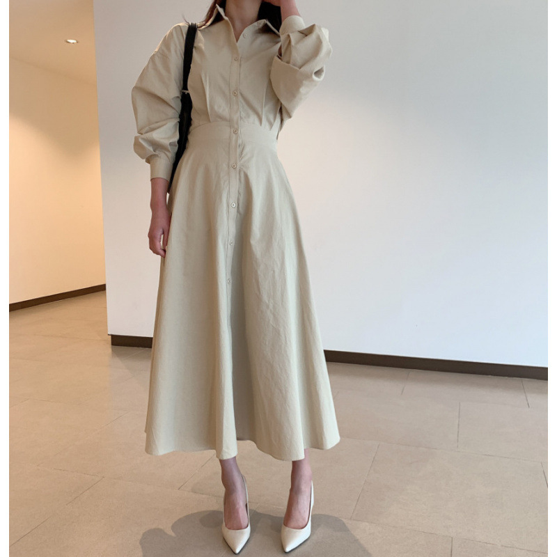 Size Updated South Korea French Slim-fit Shirt dress