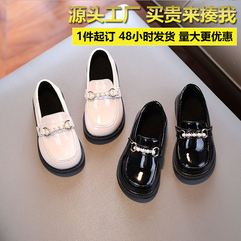 2025 Spring and Autumn Children's Casual Joker Small Leather Shoes Girls Black British Style Small Leather Shoes Students Performance Leather Shoes