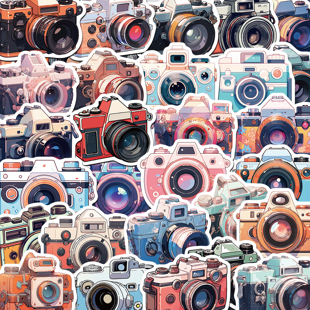 50 cartoon retro camera phone case hand account stickers stationery luggage notes waterproof stickers wholesale