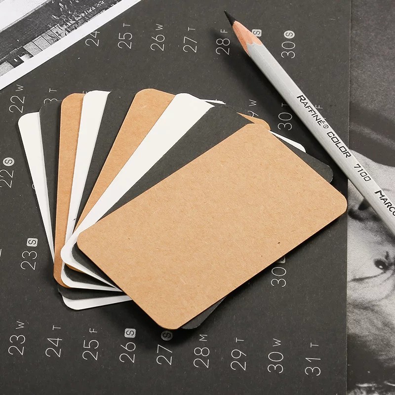 Picture of 100 sheets/box Kraft paper blank rounded corner boxed diy graffiti postcard word card message card DIY card