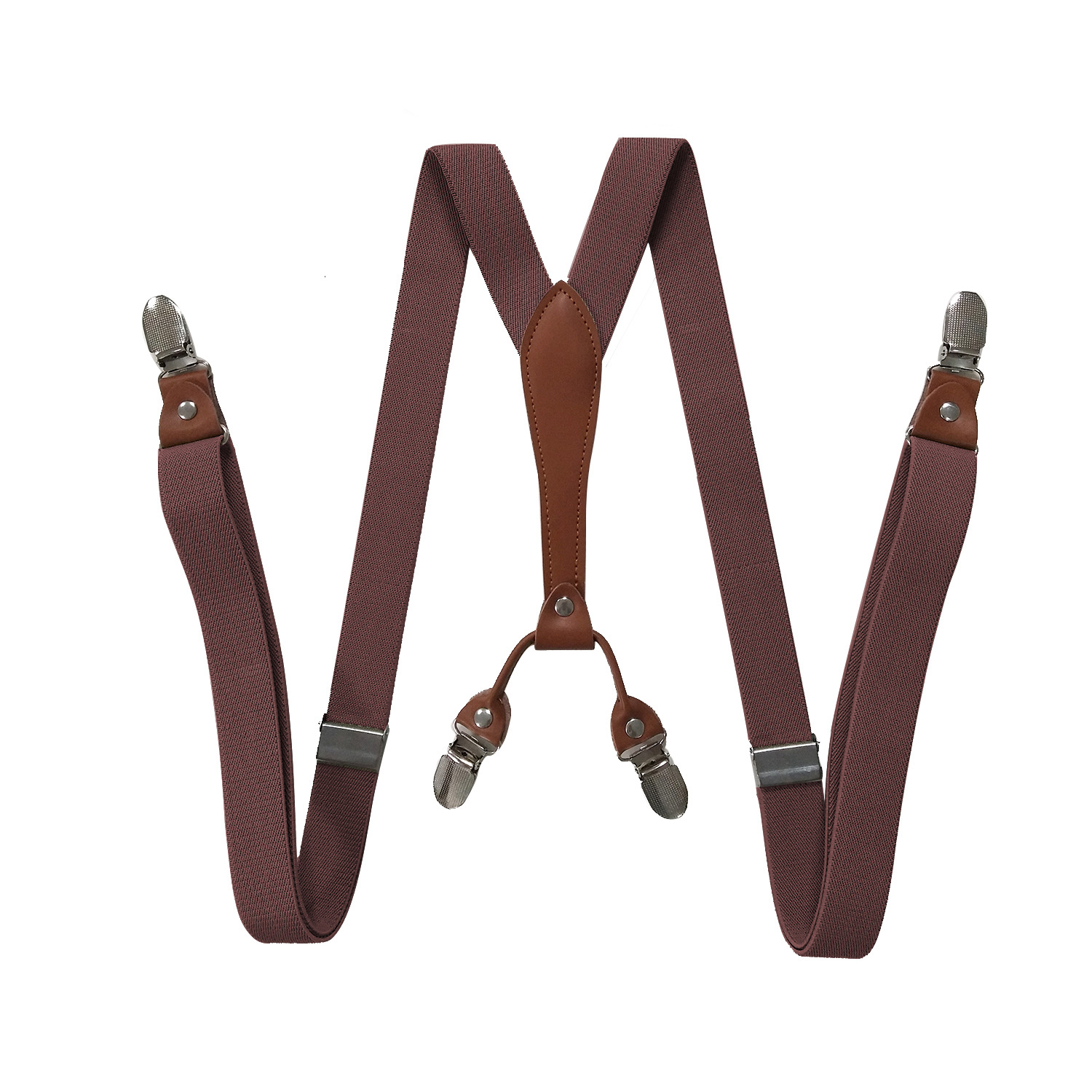 Picture of Cross-border supply 2.5cm adult 4-clip loose elastic suspenders for men and women elastic strap clip leather head