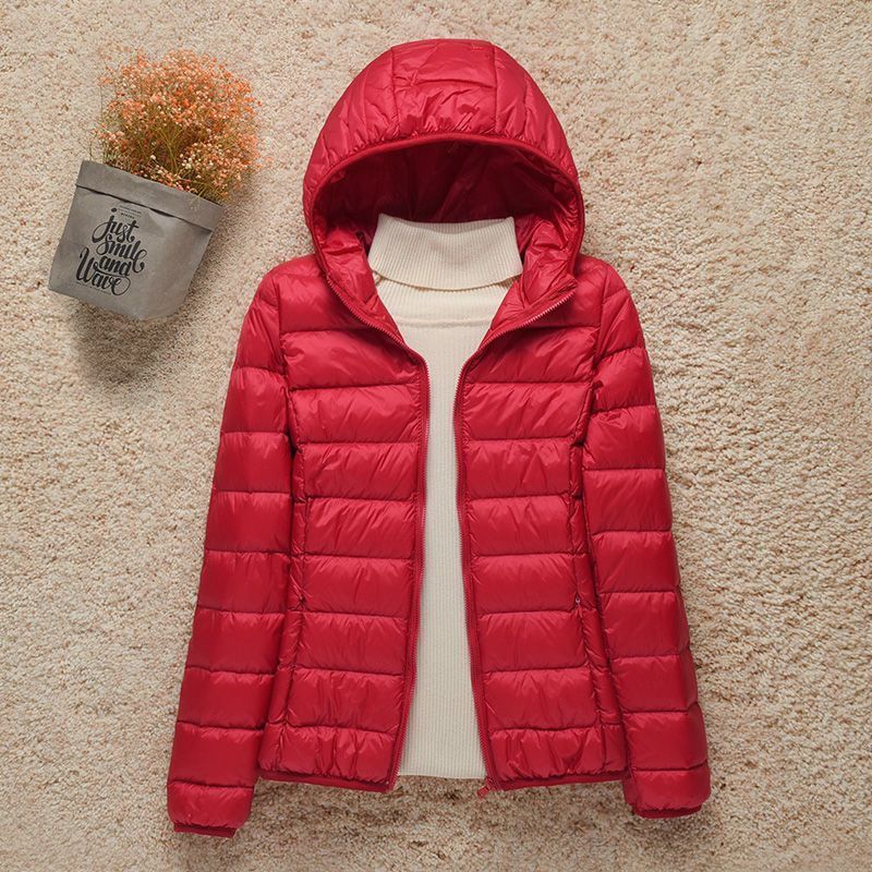 Picture of Light Down Cotton-padded Jacket Women's Short Hooded 2023 Fall/Winter New Slim Fit plus size Thin Women's Light Coat genuine goods