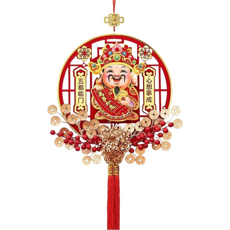 2025 New Spring Festival Fortune Character Pendant Electric Shaking Head God of Wealth New Year Flower Arrangement Acrylic New Year Picture Decoration Housewarming Gift