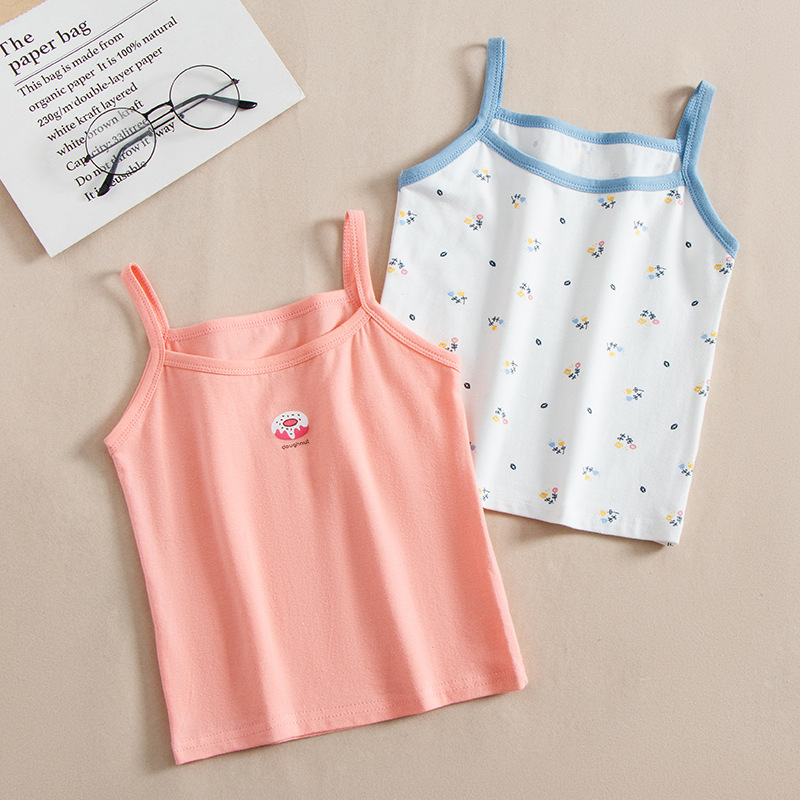 Picture of Girls' Vest Summer Pure Cotton Small Camisole Children's Bottoming Inner Wear Sleeveless Top Baby Outer Wear Camisole