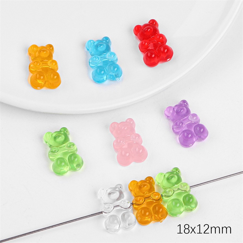 Picture of Transparent Candy Color Resin Bear Accessories Handmade DIY Homemade Bracelet Earrings Jewelry Keychain Pendant Material