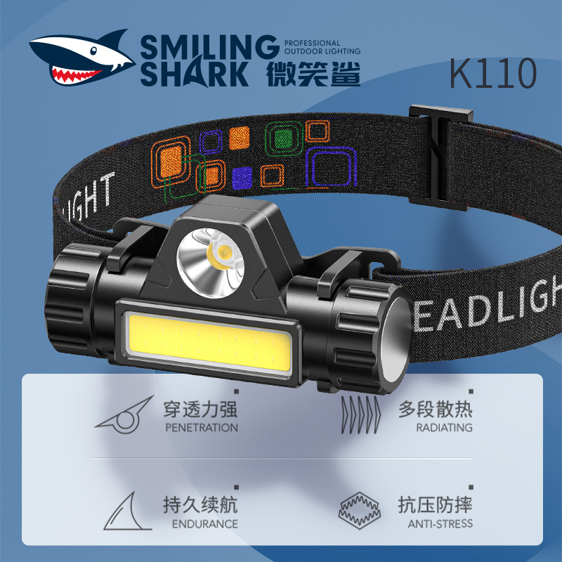 Outdoor COB large floodlight night fishing head lamp portable with magnetic suction head lamp far and near dual light bright head lamp