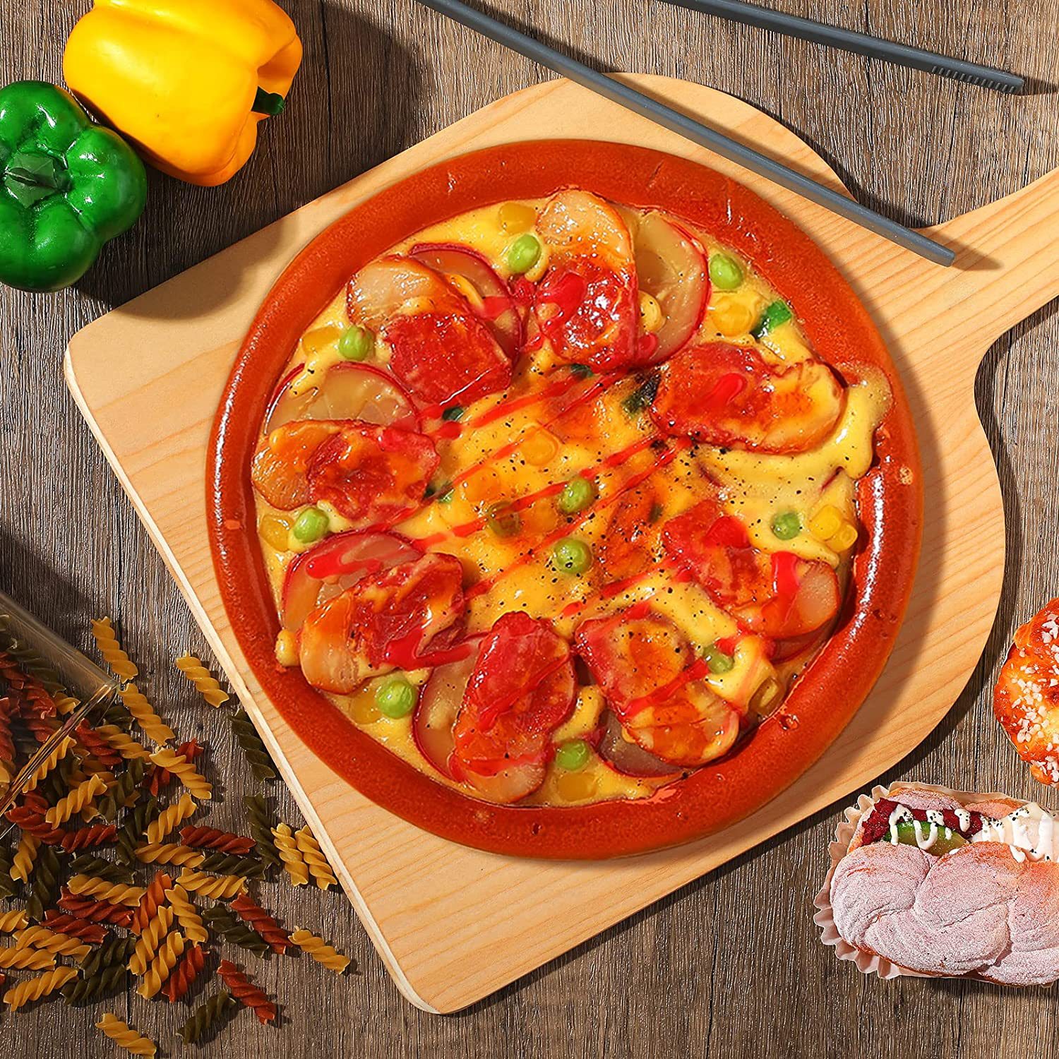 Wooden Pizza Plate with Handle Pizza Shovel Paddle Pizza Chopping Board Restaurant Baking Pizza Wooden Plate Transfer Board