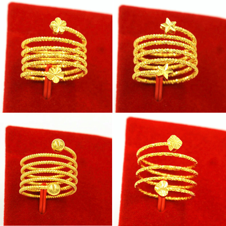 Hot Euro Gold New Korean Korean Style Personality Adjustable Index Finger Ring Women's Sand Gold Brass Jewelry Wholesale