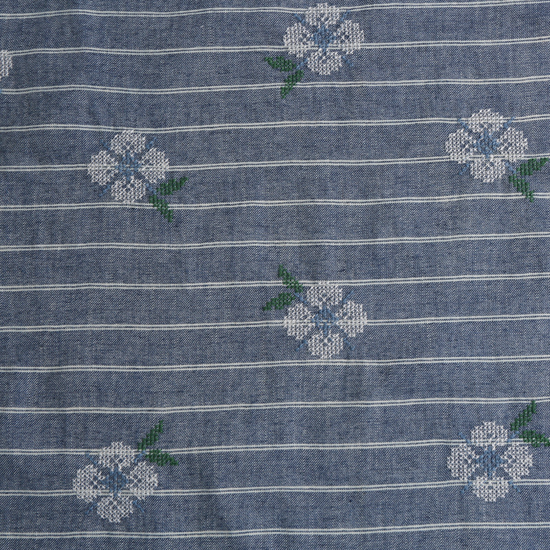 Picture of Denim Yarn-dyed Fabric Rose Flower Embroidered Fabric Jumpsuit Jacket Fabric